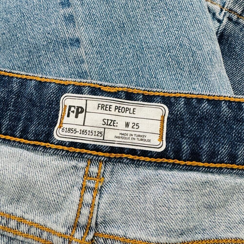 Free People Patchwork Distressed Straight Leg Jea… - image 7